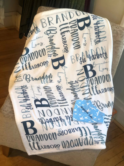 Baby Boy Name Blanket - Caroline Layne Boutique LLC