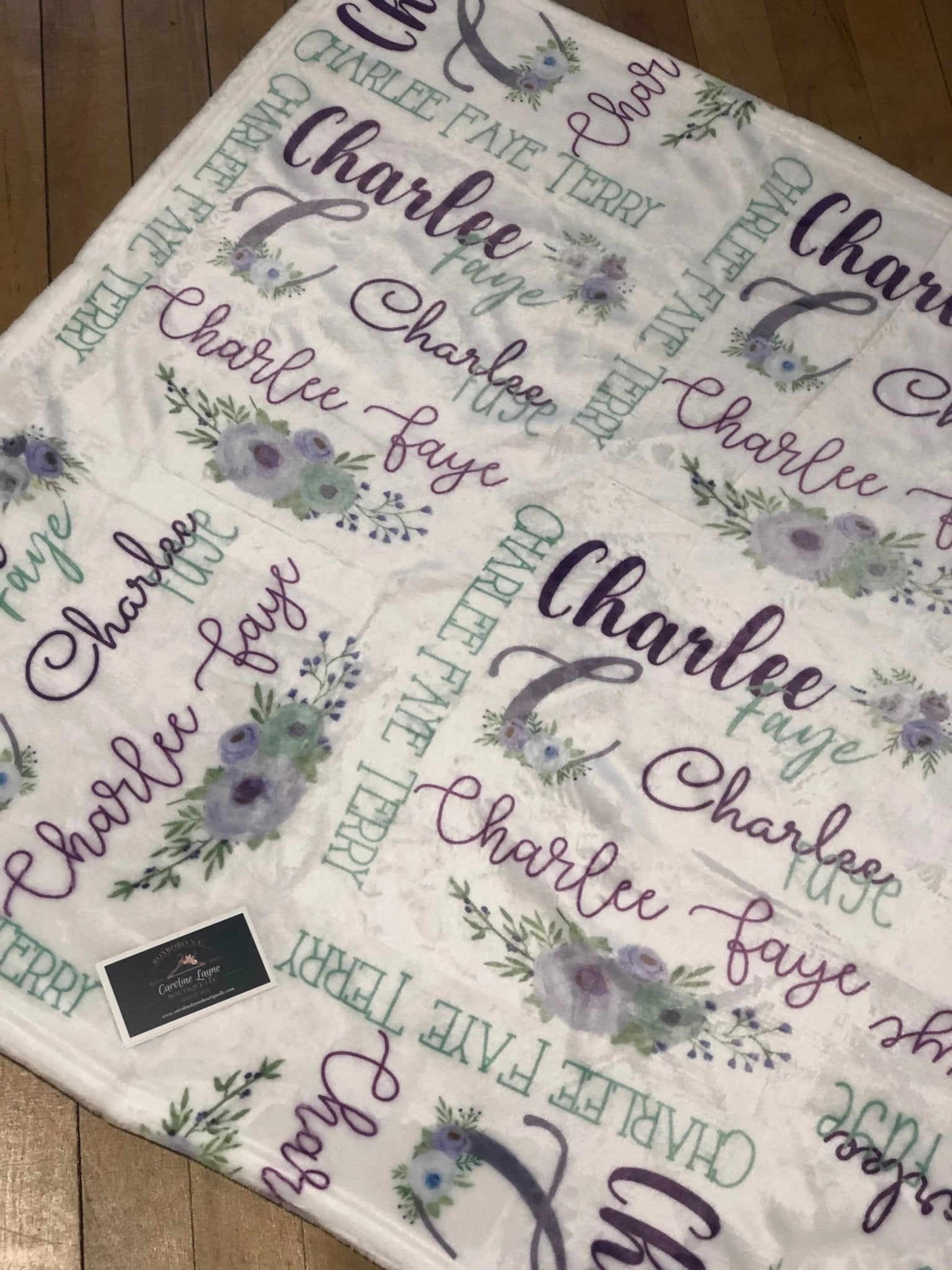 Baby Girl Name Floral Blanket - Caroline Layne Boutique LLC