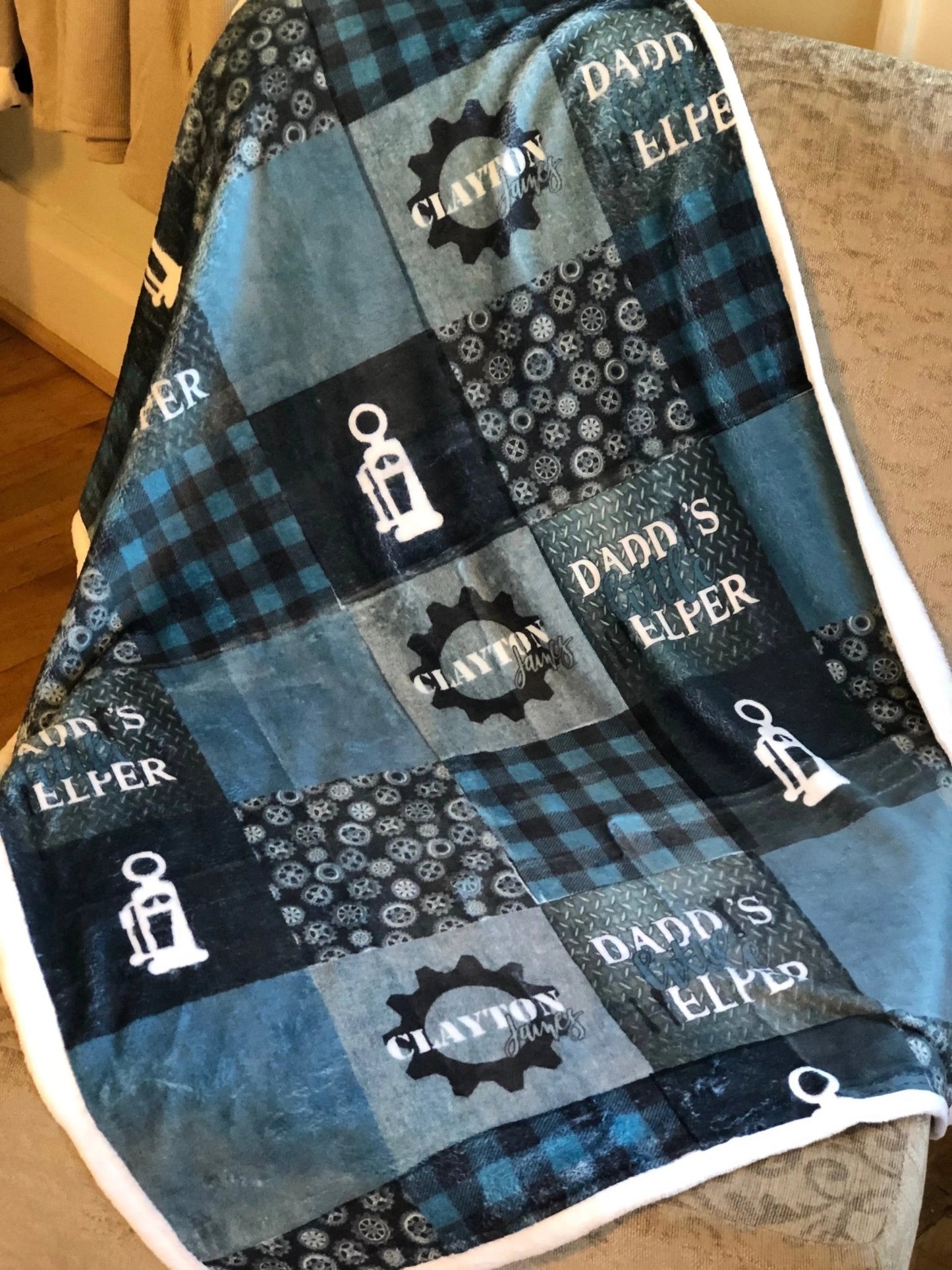 Baby Name Tool Garage Themed Quilt Blanket - Caroline Layne Boutique LLC