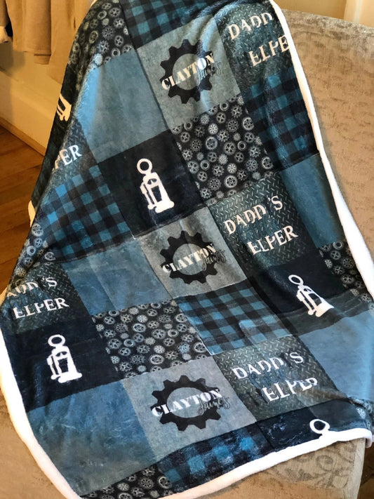 Baby Name Tool Garage Themed Quilt Blanket - Caroline Layne Boutique LLC
