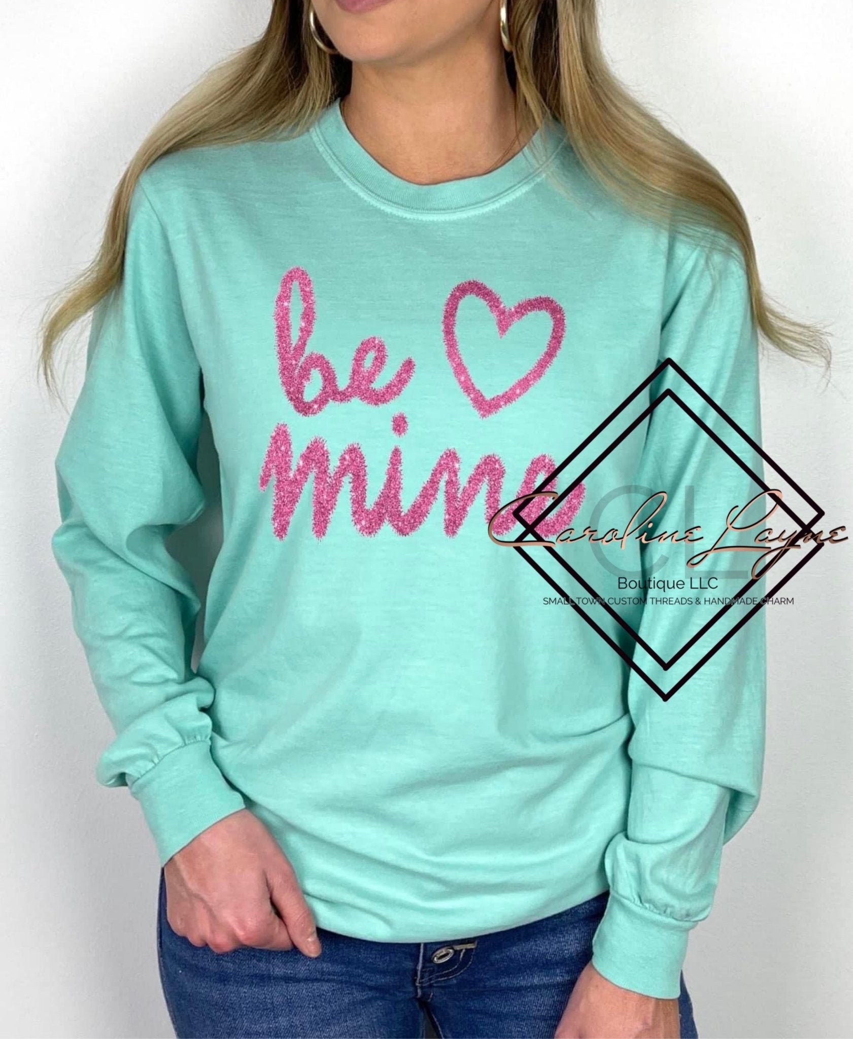 Be Mine Sparkle Comfort Color Long Sleeve - Caroline Layne Boutique LLC