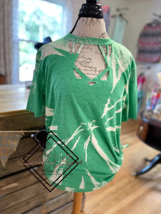 Bleached Cut Tee - Caroline Layne Boutique LLC