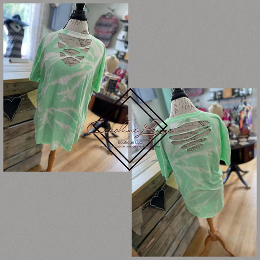 Bleached Cut Tee - Caroline Layne Boutique LLC