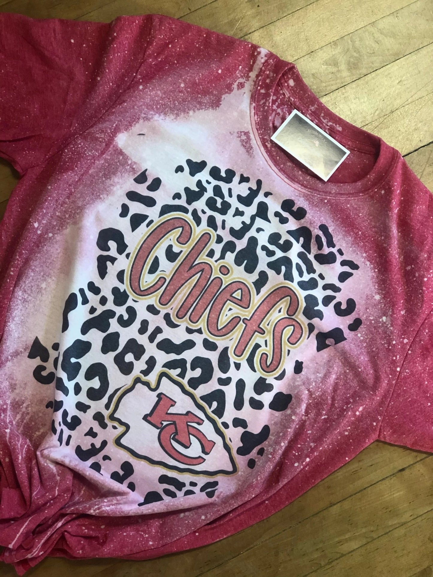 Bleached Leopard KC Chiefs Tee - Caroline Layne Boutique LLC