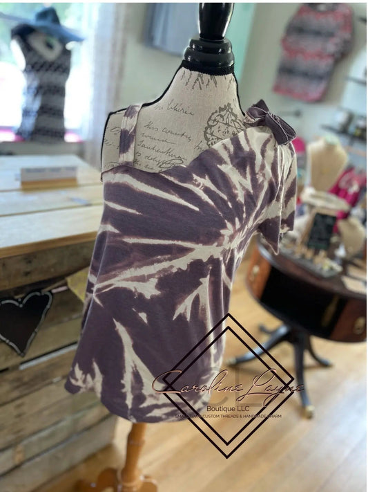 Bleached One Shoulder Tee - Caroline Layne Boutique LLC