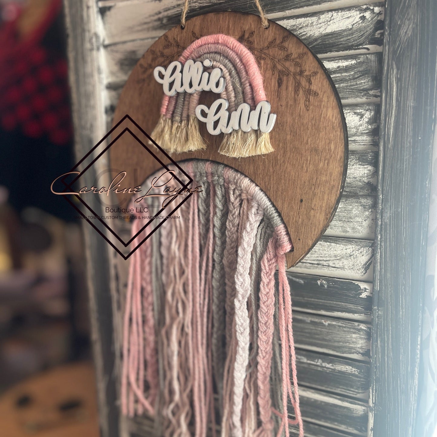 Boho baby hair bow hanger sign - Caroline Layne Boutique LLC