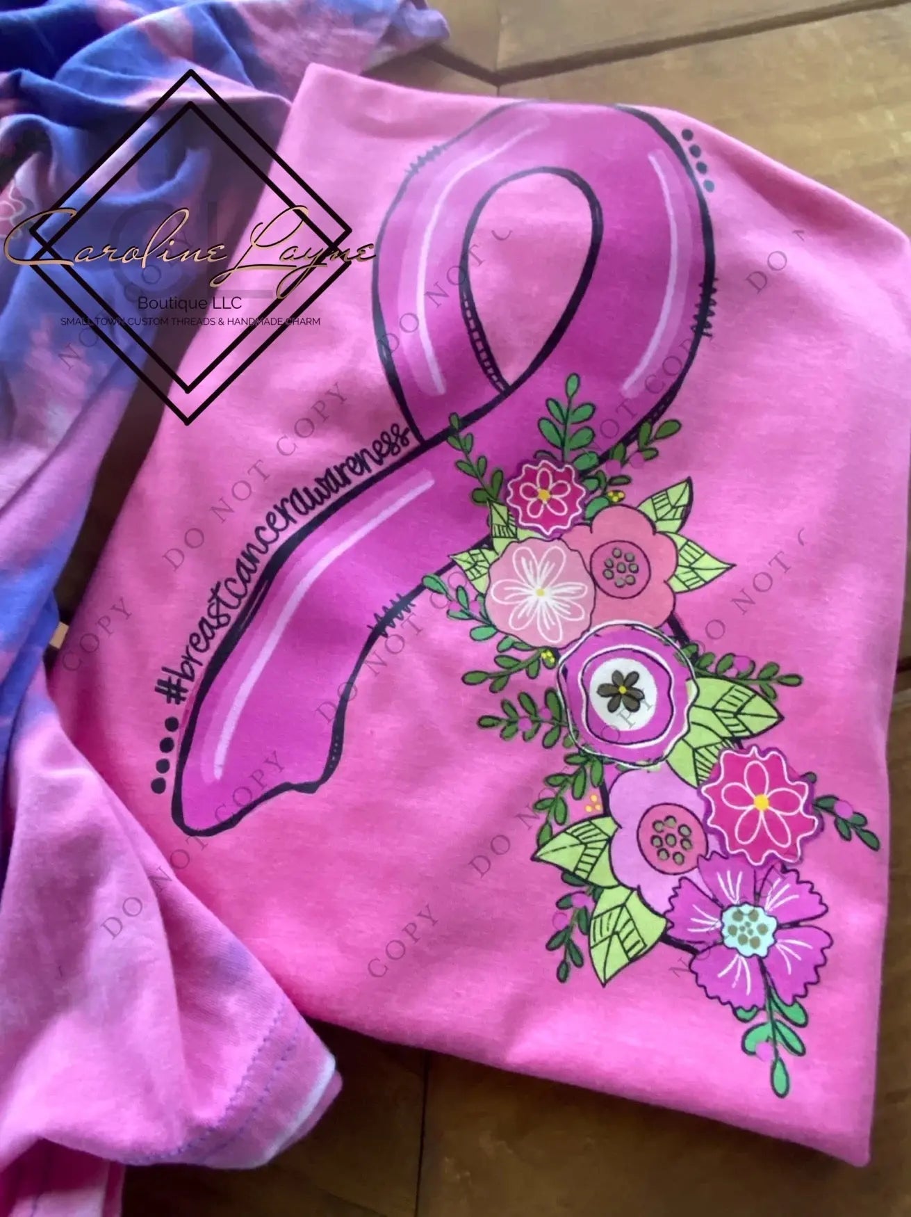 Breast Cancer Awareness Floral Tee - Caroline Layne Boutique LLC