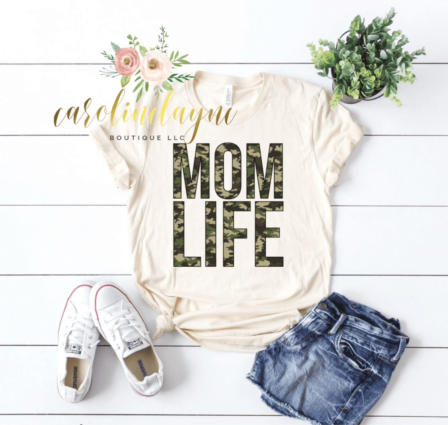 Camo Mom Life Tee - Caroline Layne Boutique LLC