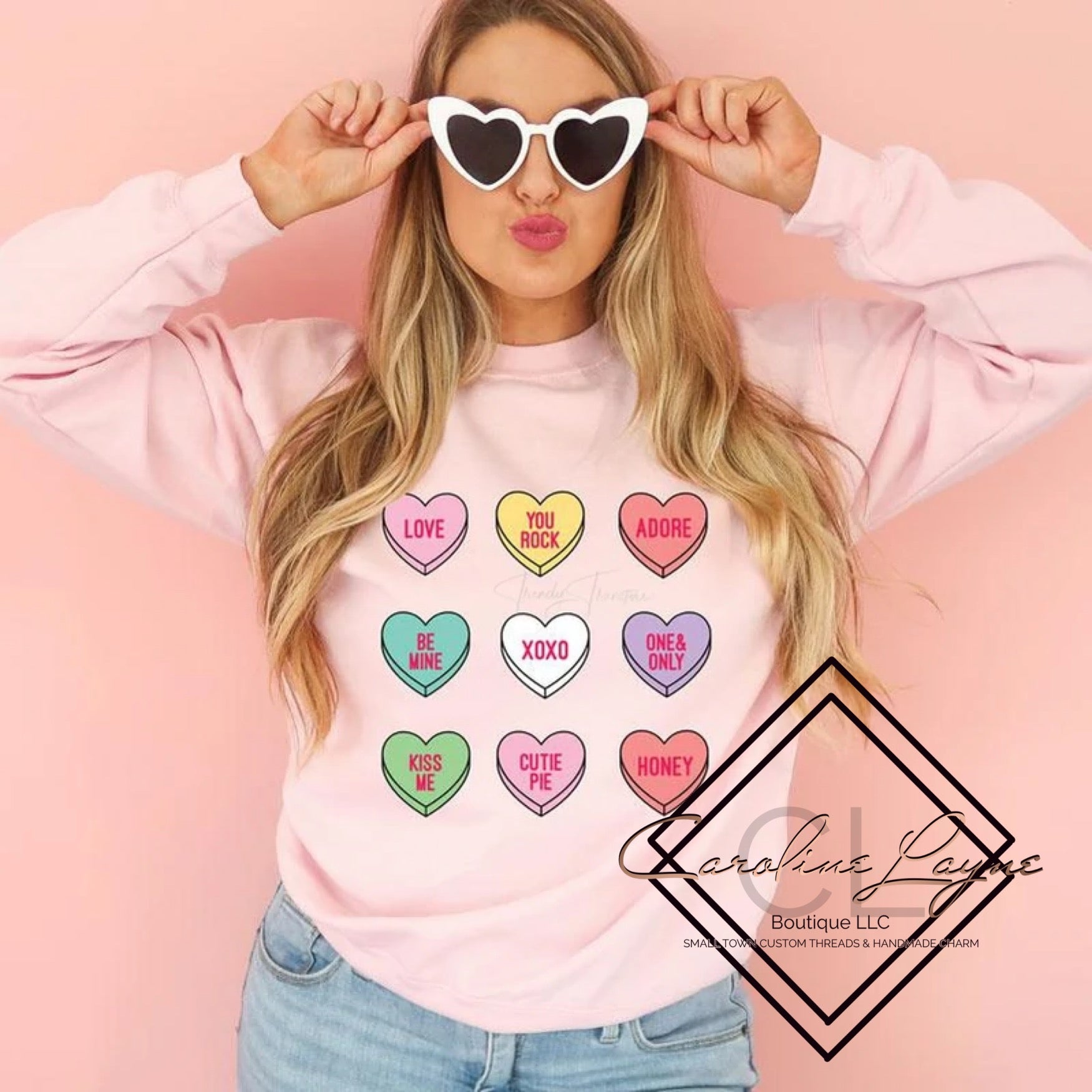 Candy Hearts Sweatshirt - Caroline Layne Boutique LLC