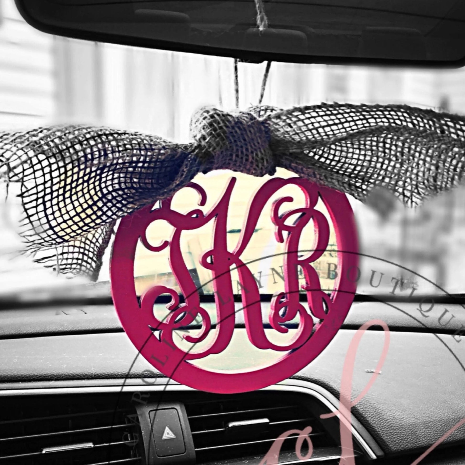 Car rear view mirror monogram - Caroline Layne Boutique LLC