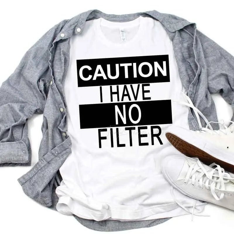 Caution I Have No Filter Tee - Caroline Layne Boutique LLC