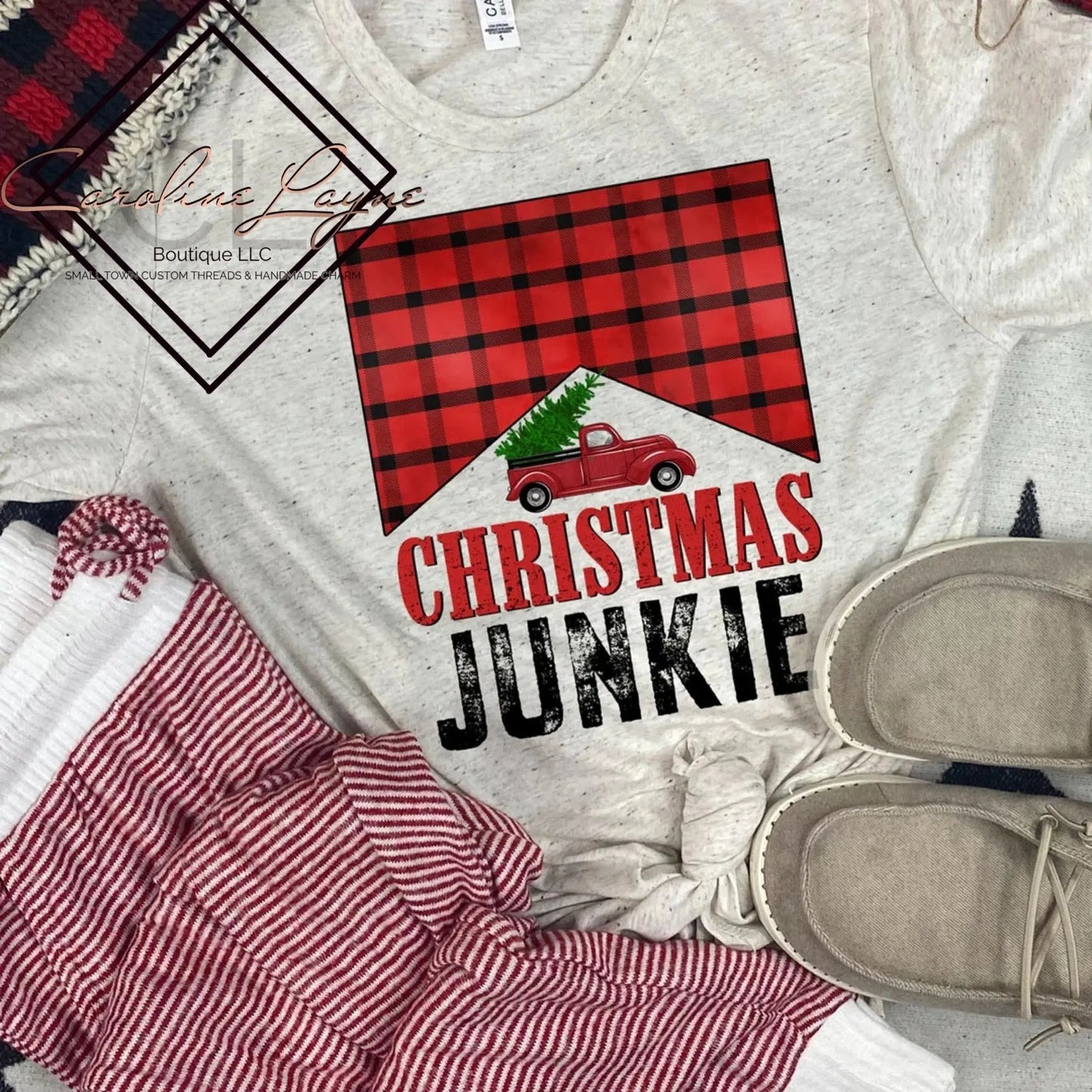 Christmas Junkie Long sleeve - Caroline Layne Boutique LLC