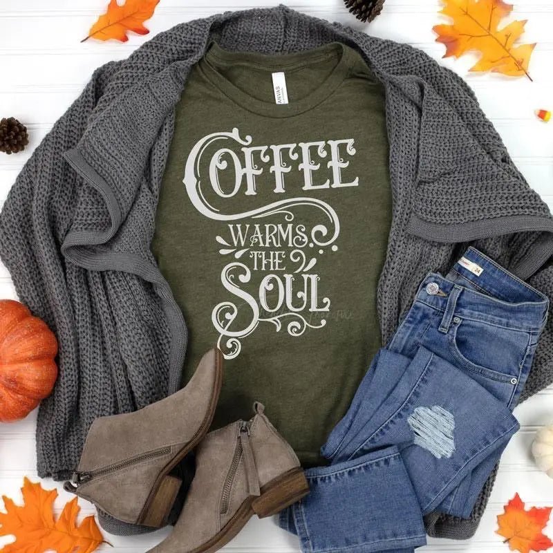 Coffee Warms The Soul Tee - Caroline Layne Boutique LLC