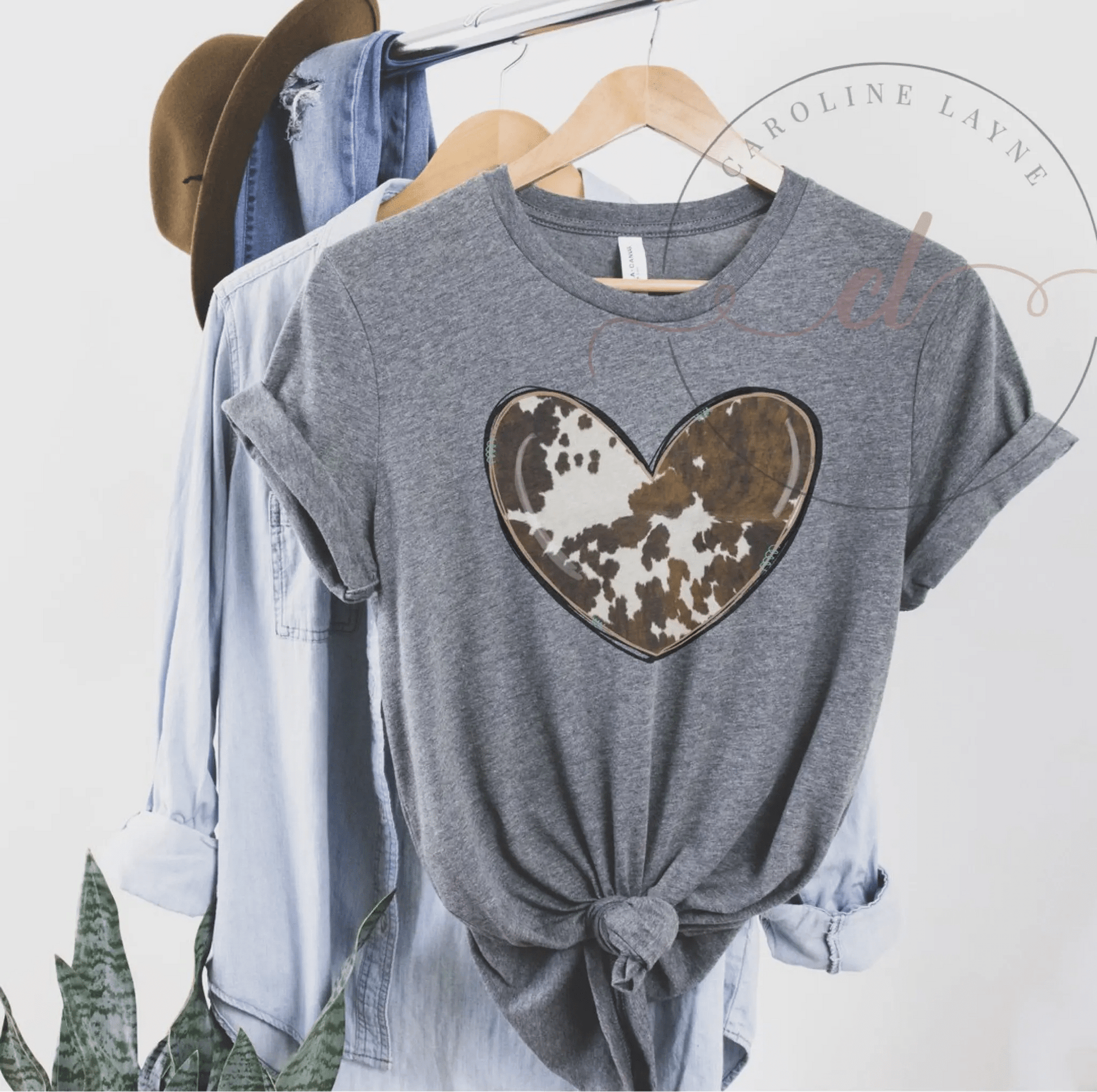 Cow Print Heart Tee - Caroline Layne Boutique LLC