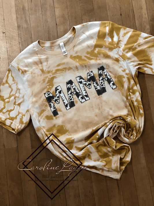 Cowhide Bleached Mama Tee - Caroline Layne Boutique LLC