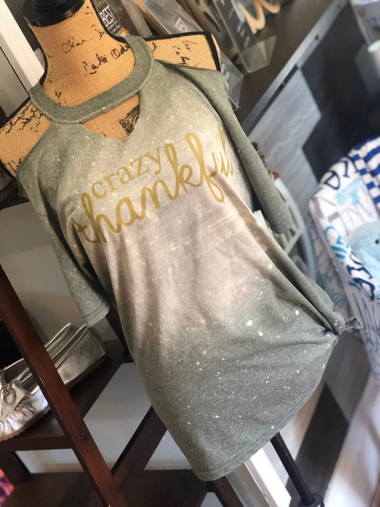 Crazy Thankful Bleached Tee - Caroline Layne Boutique LLC