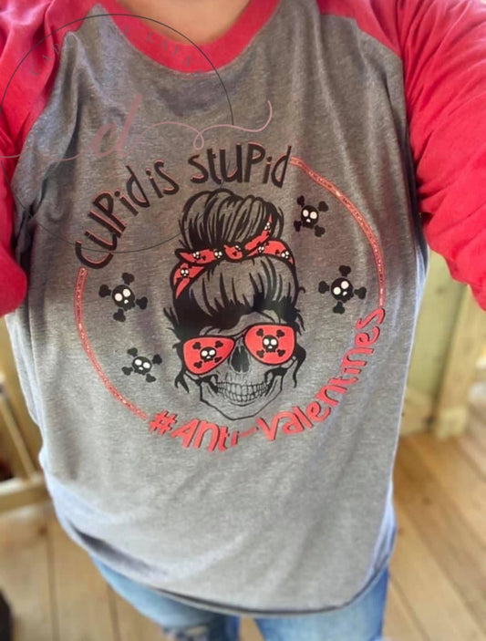 Cupid Is Stupid #Anti-Valentines Raglan - Caroline Layne Boutique LLC