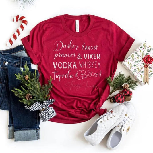 Dasher Dancer Prancer & Vixen tee - Caroline Layne Boutique LLC