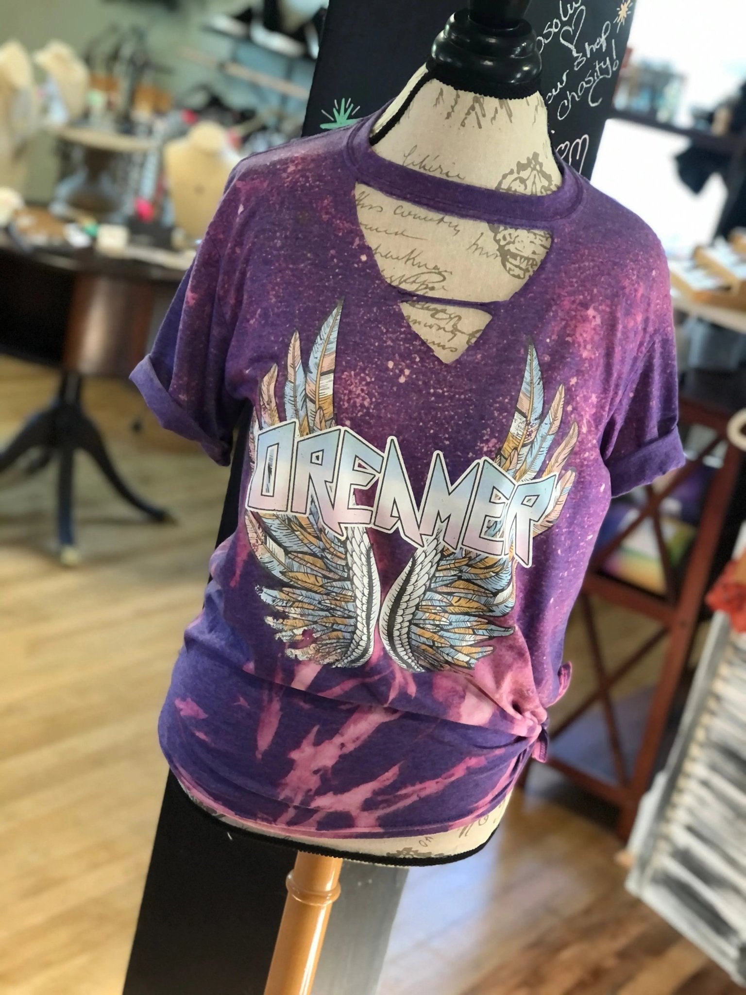 Dreamer Bleached Tee - Caroline Layne Boutique LLC