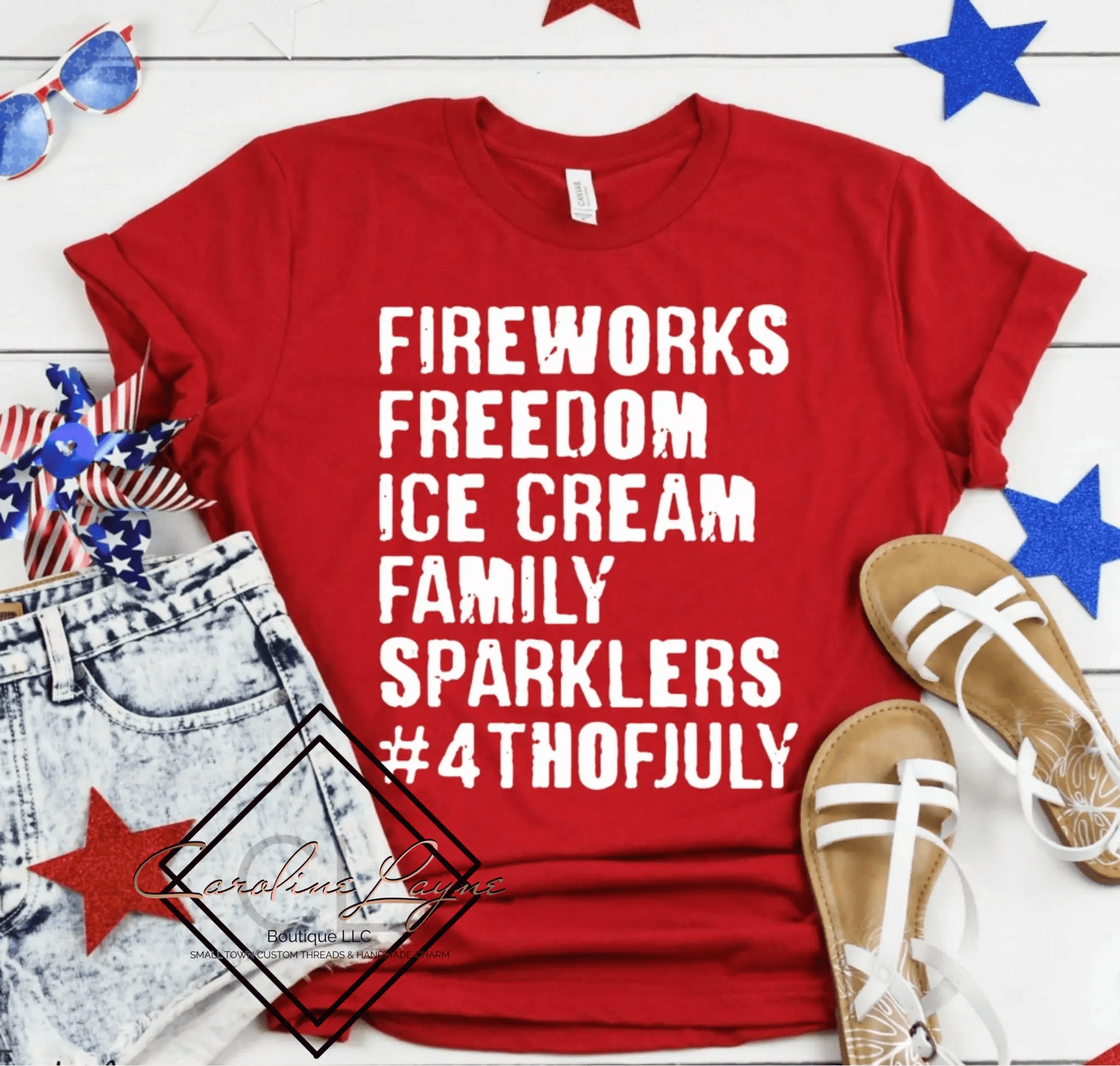 Fireworks Freedom Ice Cream Tee - Caroline Layne Boutique LLC