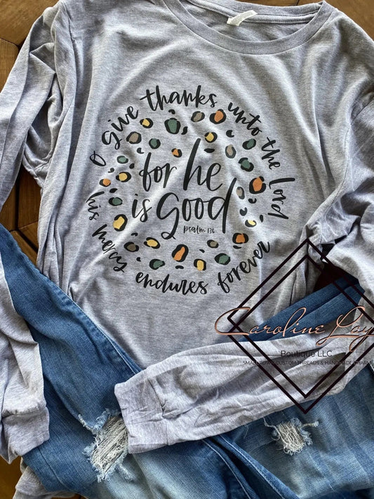 For He Is Good Leopard Long Sleeve - Caroline Layne Boutique LLC