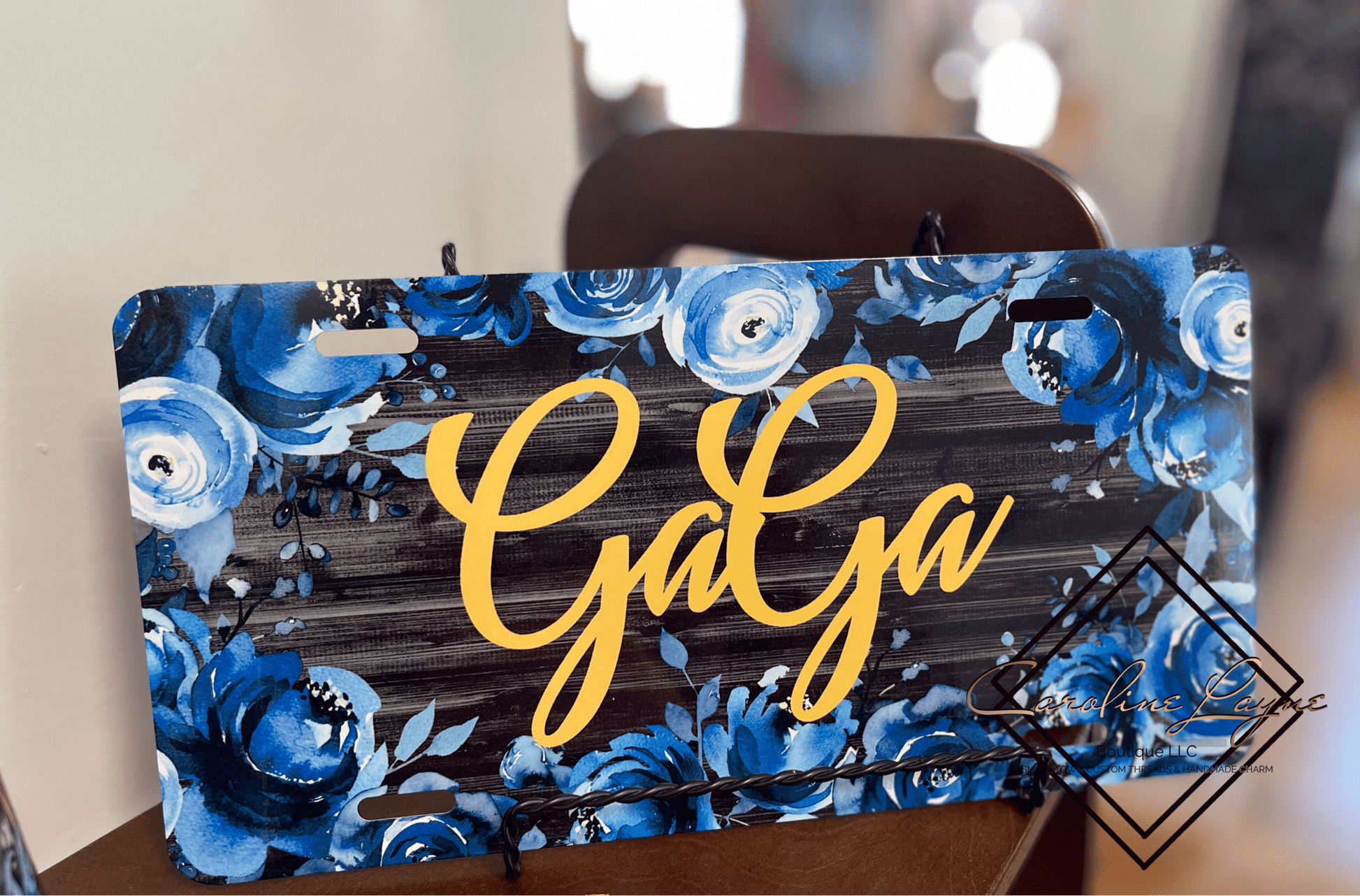 Gaga Floral License Plate - Caroline Layne Boutique LLC
