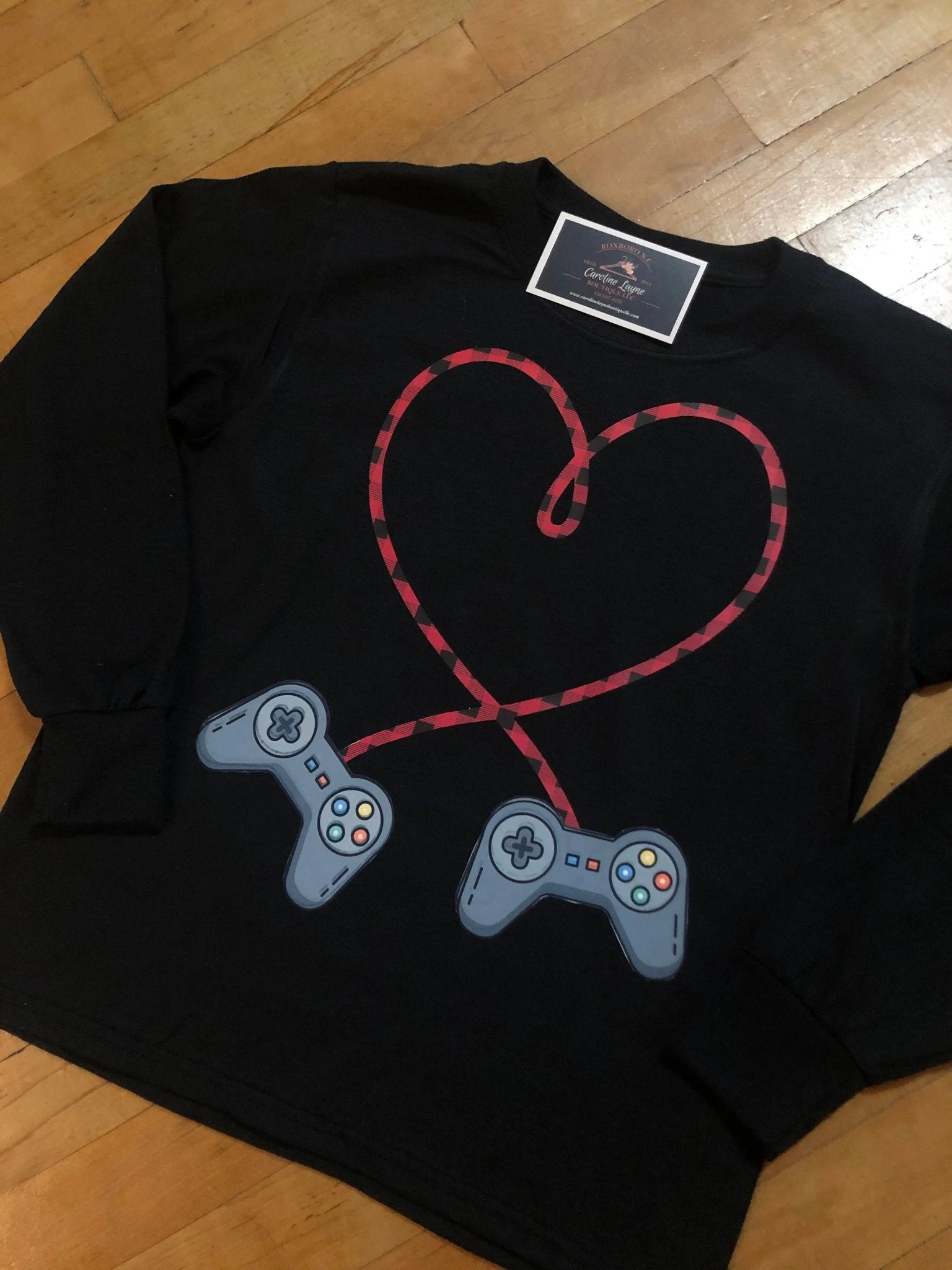 Game Heart Valentines Kids Long sleeve - Caroline Layne Boutique LLC