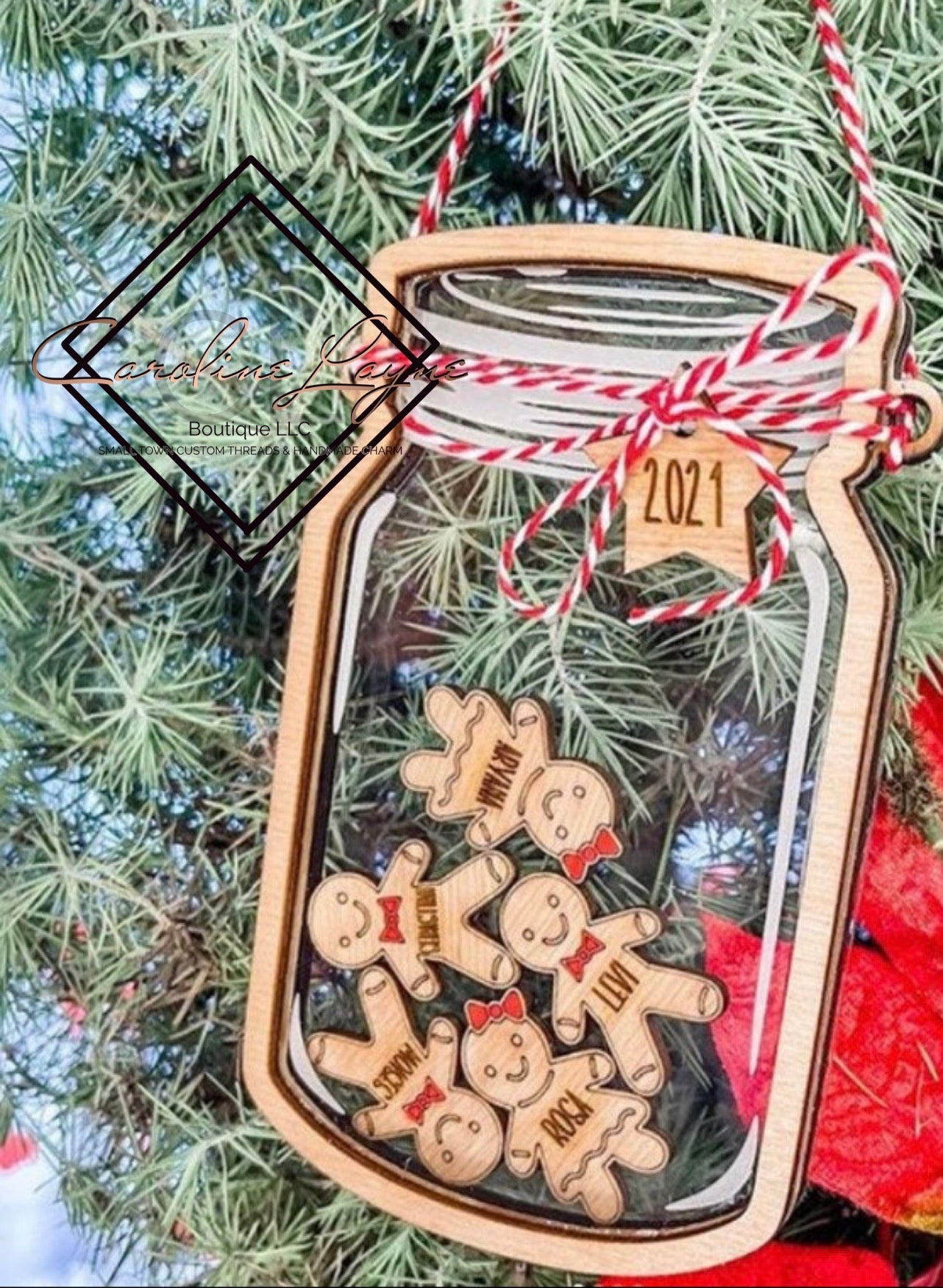 Gingerbread Personalized Mason Jar Christmas Ornament - Caroline Layne Boutique LLC
