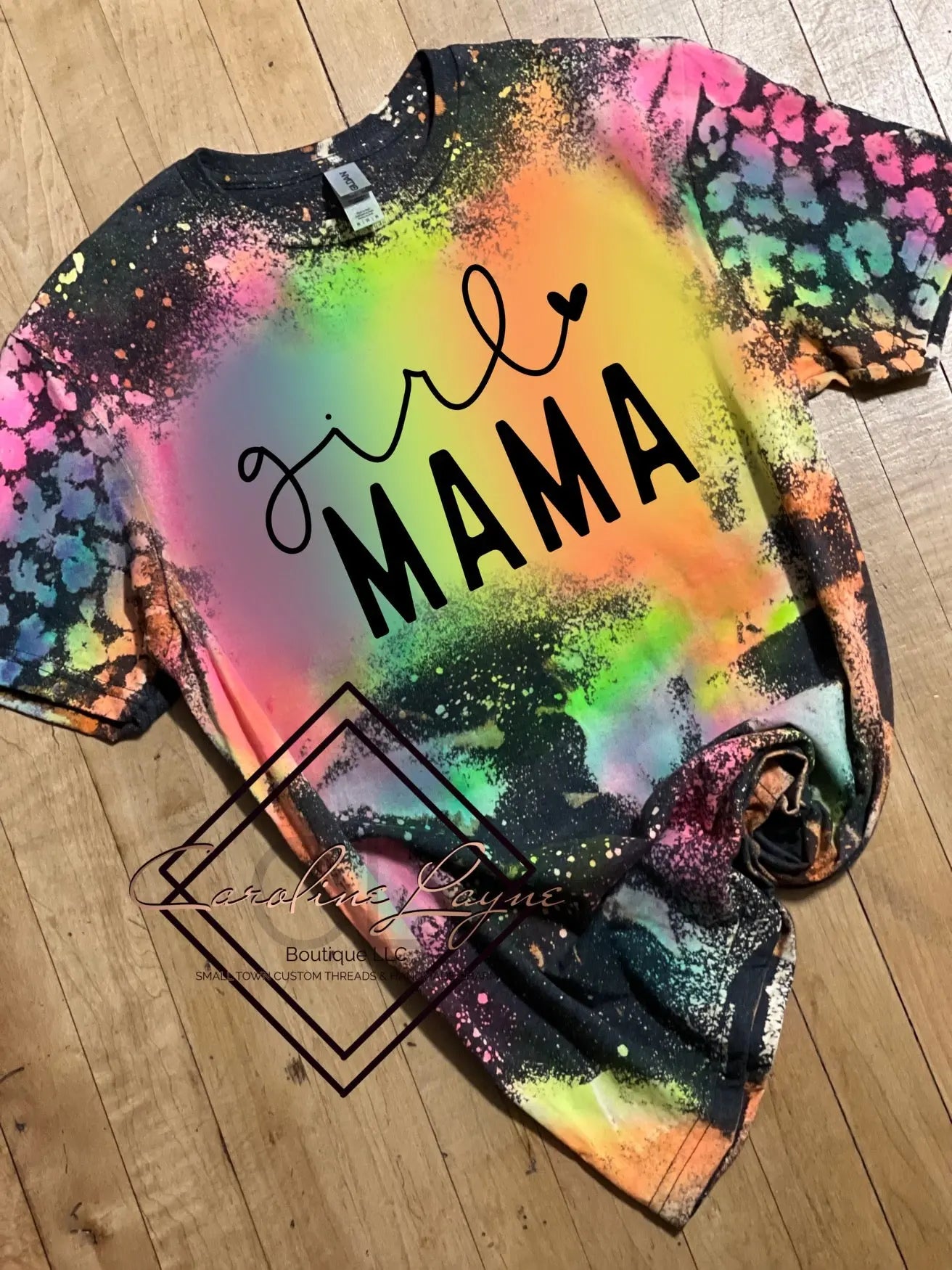 Girl Mama Reverse Tie Dye Leopard Tee - Caroline Layne Boutique LLC