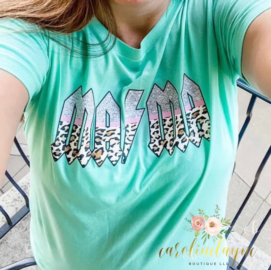 Glitter MAMA leopard tee - Caroline Layne Boutique LLC