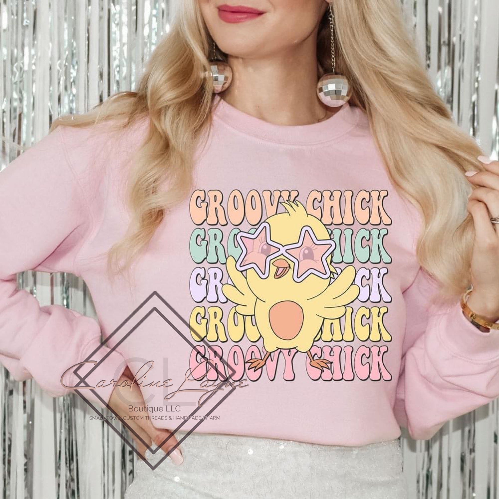 Groovy chick Sweatshirt - Caroline Layne Boutique LLC