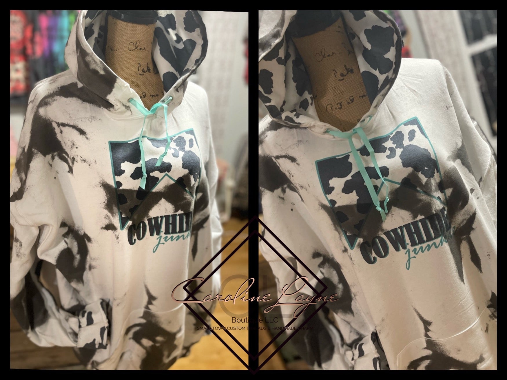 Hand Dyed Cowhide Junkie Hoodie - Caroline Layne Boutique LLC