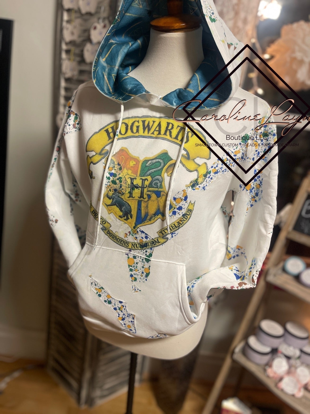 Hand Dyed Hogwarts Hoodie - Caroline Layne Boutique LLC