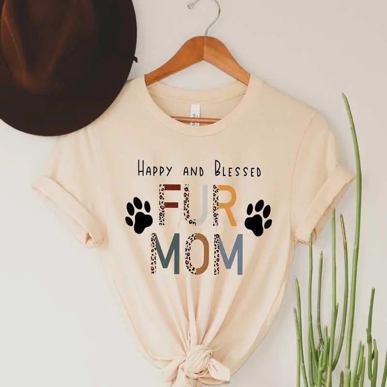 Happy And Blessed Fur Mom Tee - Caroline Layne Boutique LLC