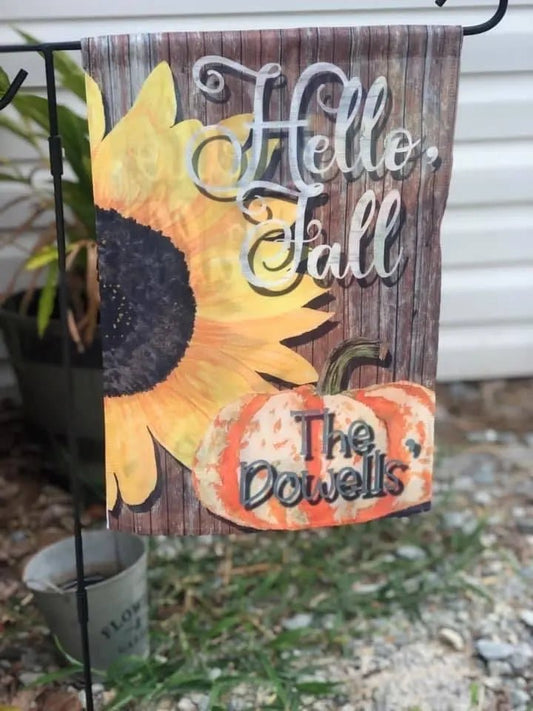 Hello Fall Sunflower Pumpkin Garden Flag - Caroline Layne Boutique LLC