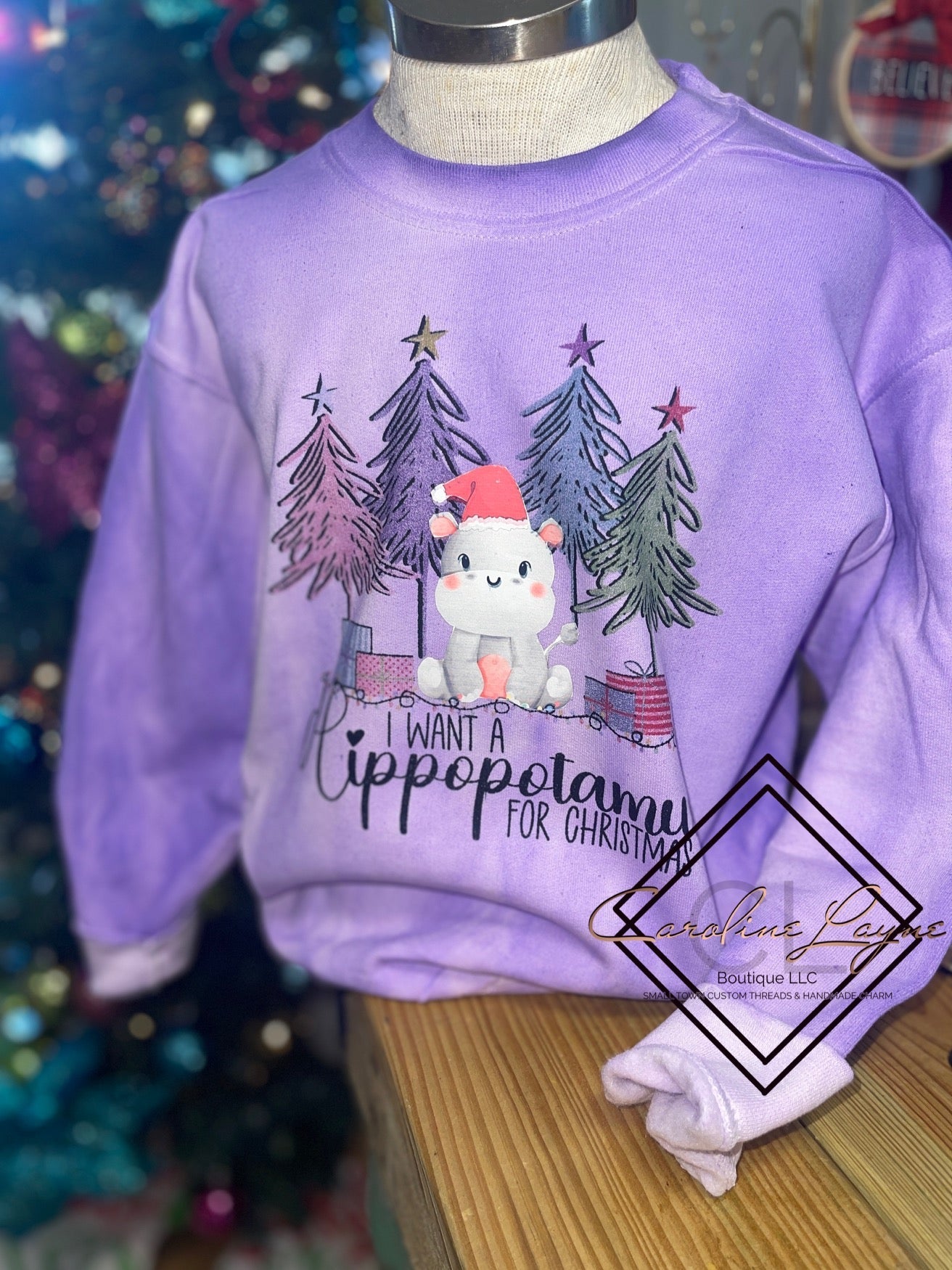 I want a hippopotamus for Christmas Sweatshirt - Caroline Layne Boutique LLC