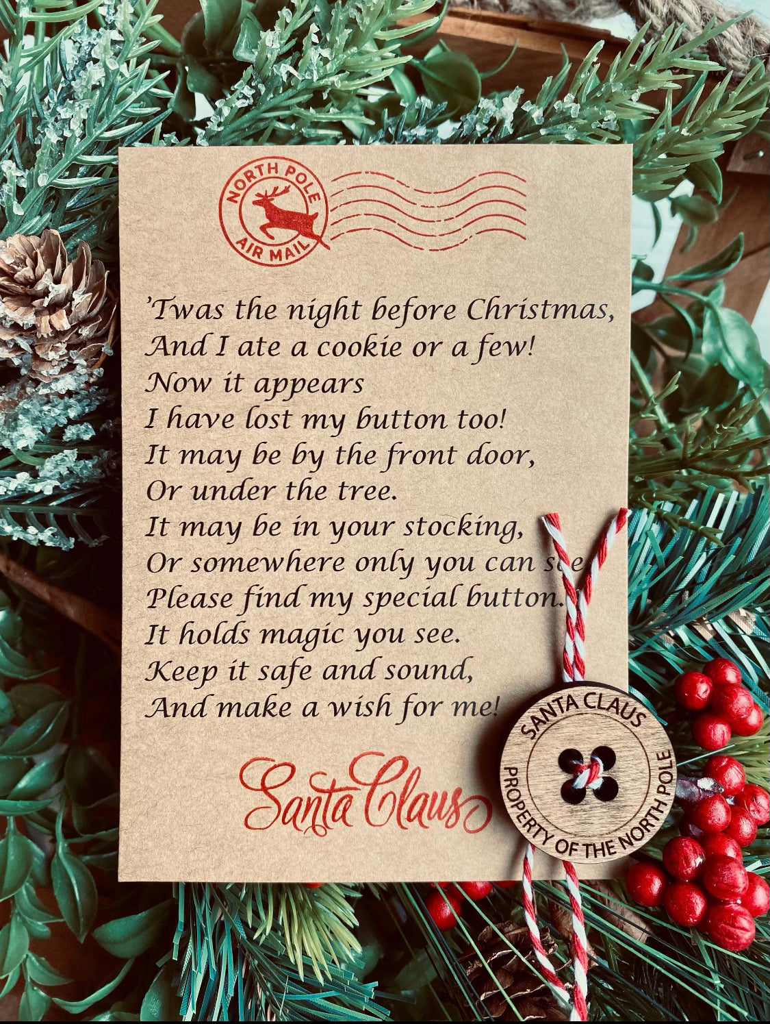 Santa’s Button and Letter - Caroline Layne Boutique LLC