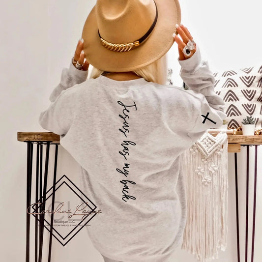 Jesus Has My Back Long Sleeve - Caroline Layne Boutique LLC