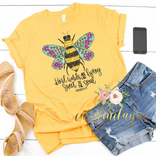 Kind Words Are Like Honey Tee - Caroline Layne Boutique LLC