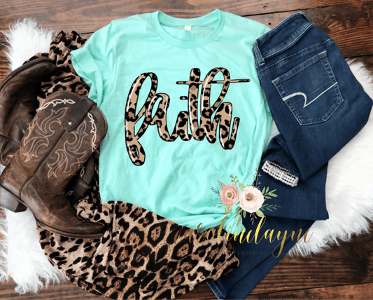 Leopard Faith Tee - Caroline Layne Boutique LLC