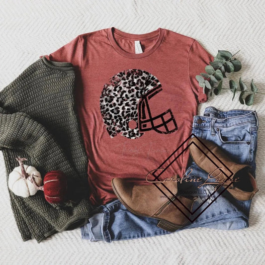 Leopard Football Helmet Tee - Caroline Layne Boutique LLC