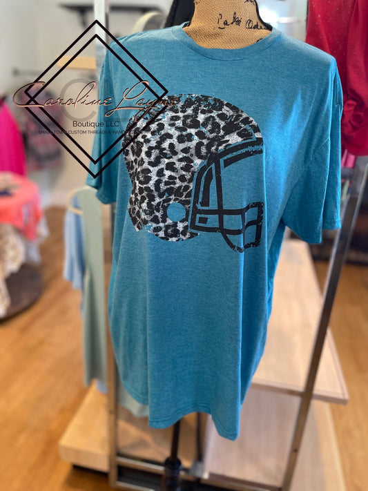 Leopard Football Helmet Tee - Caroline Layne Boutique LLC