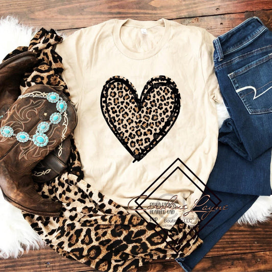 Leopard Heart Tee - Caroline Layne Boutique LLC