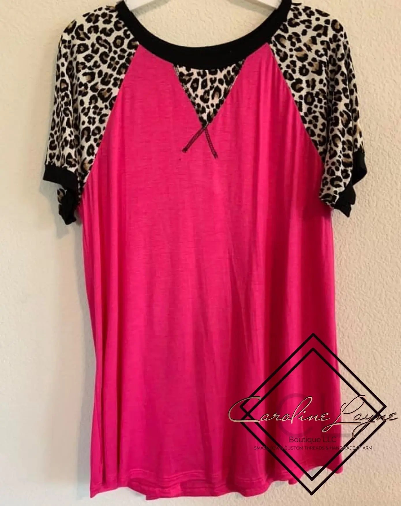 Leopard Hot Pink top - Caroline Layne Boutique LLC