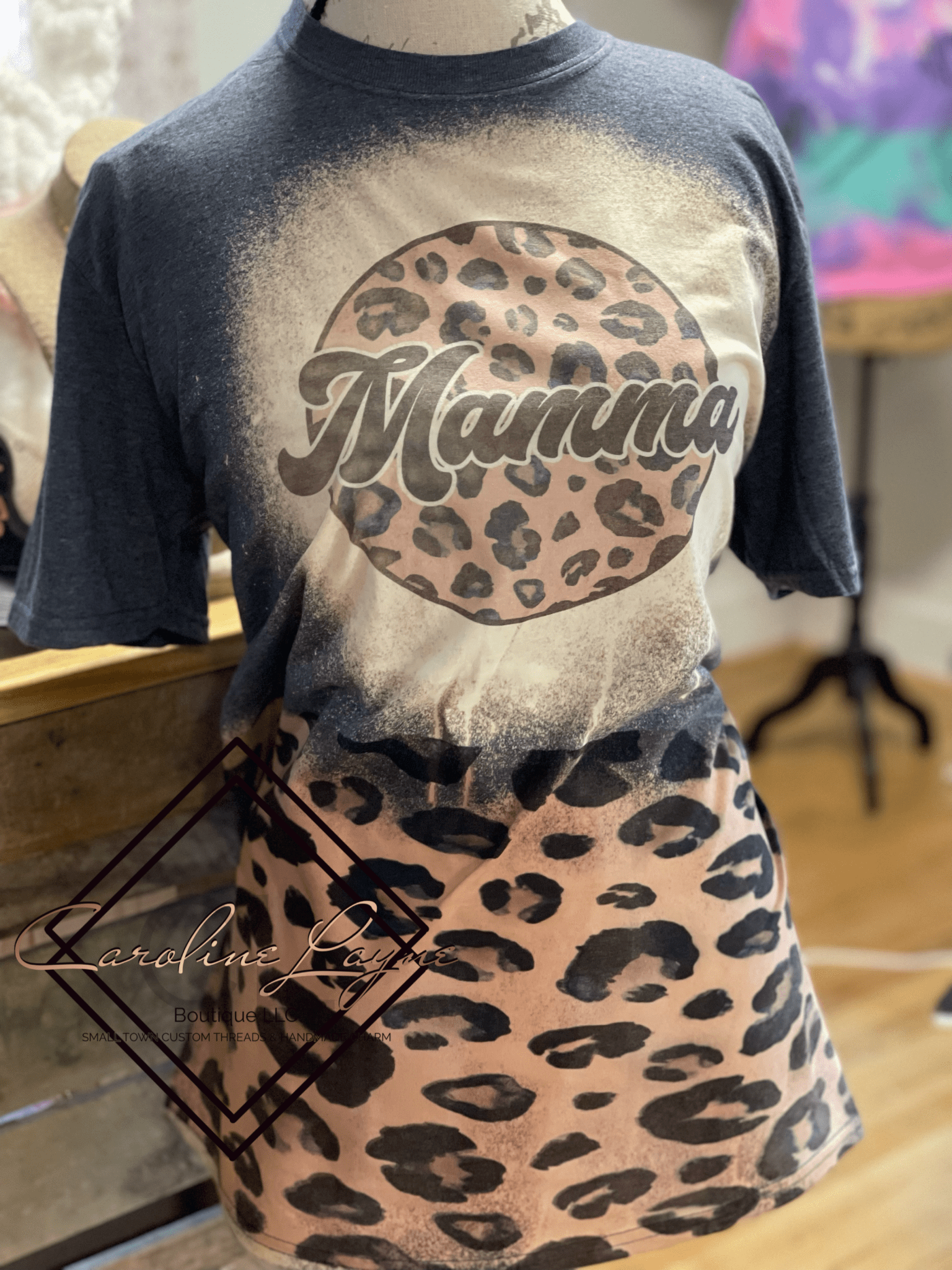Leopard Mama Bleached Tee - Caroline Layne Boutique LLC