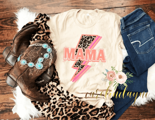 Leopard Mama Lighting Bolt Tee - Caroline Layne Boutique LLC