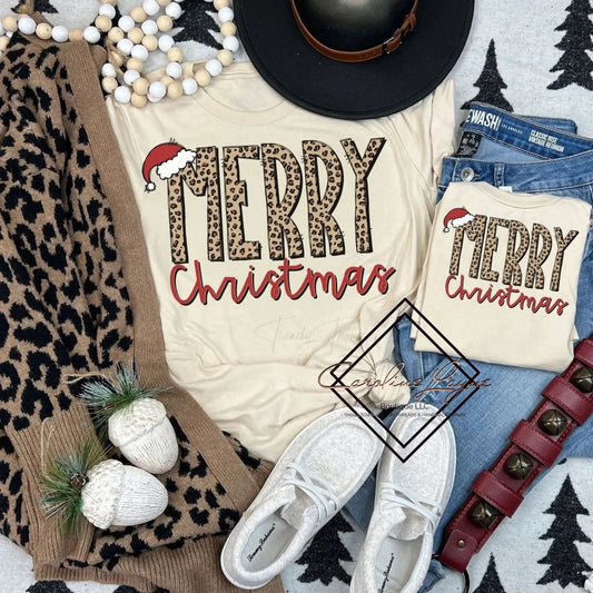 Leopard Merry Christmas Tee - Caroline Layne Boutique LLC