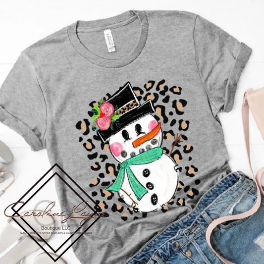 Leopard Snowman Tee - Caroline Layne Boutique LLC