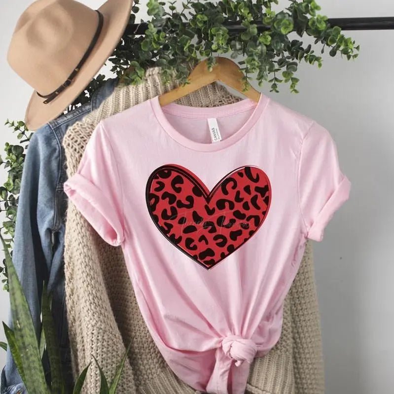 Leopard Valentine Day Heart Tee - Caroline Layne Boutique LLC