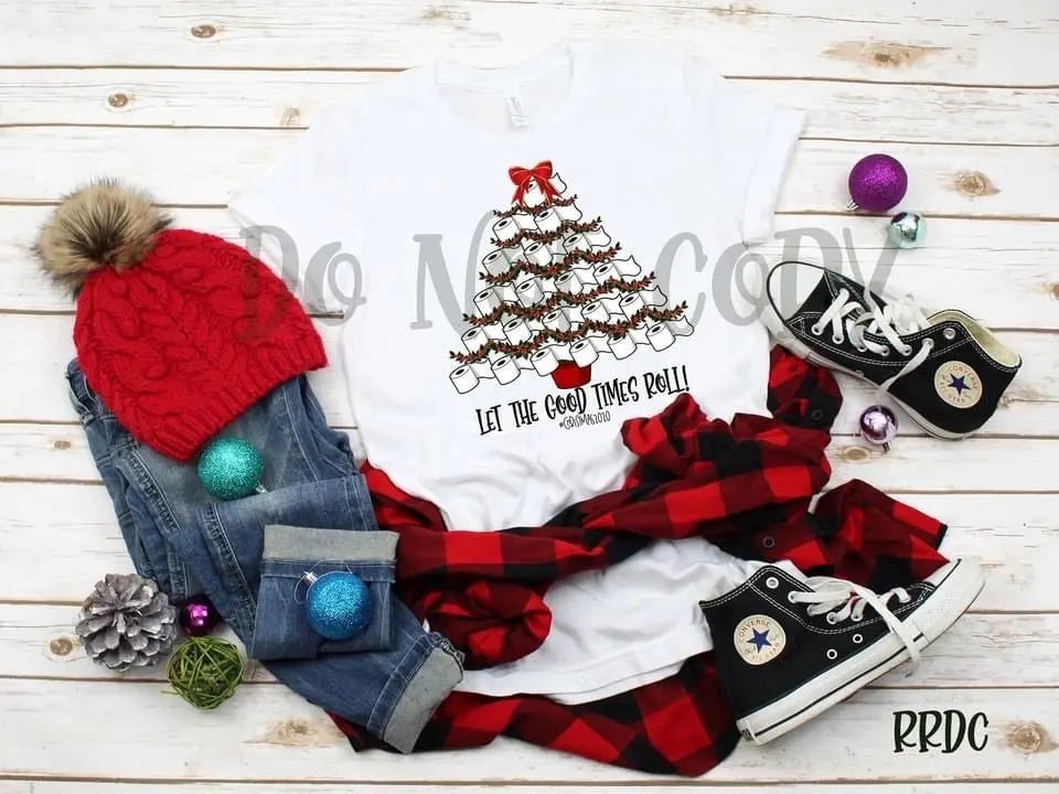 Let The Good Times Roll Christmas Tree Tee - Caroline Layne Boutique LLC